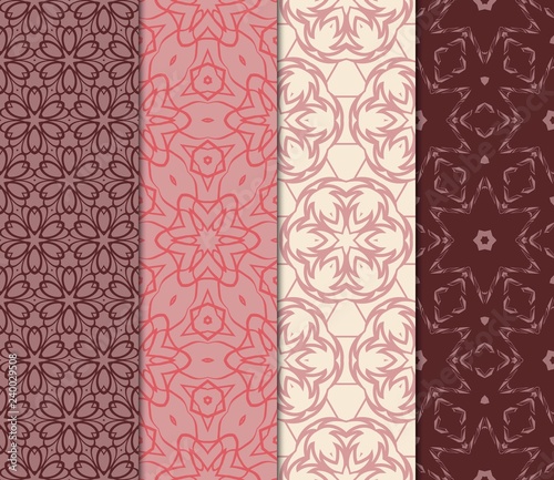 Seamless Set Geometric Floral Pattern. Vector Illustration. For Design, Wallpaper, Background