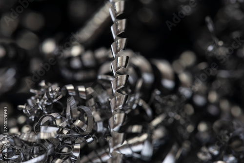 metal shavings in the detail - macro picture