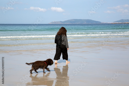Woman and Dog, Carmota Beach; Coruna; Galicia