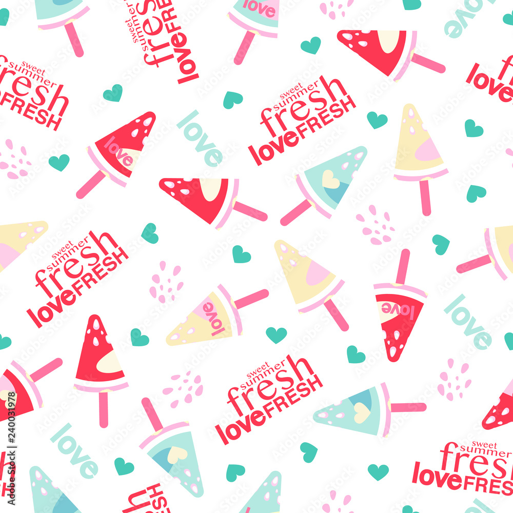 love fresh icecream watermelon seamless pattern love fresh icecream watermelon seamless pattern