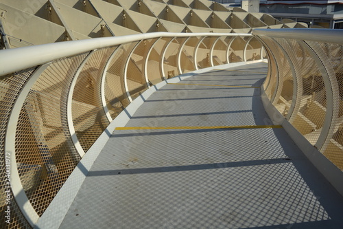 A large staircase outside heading down