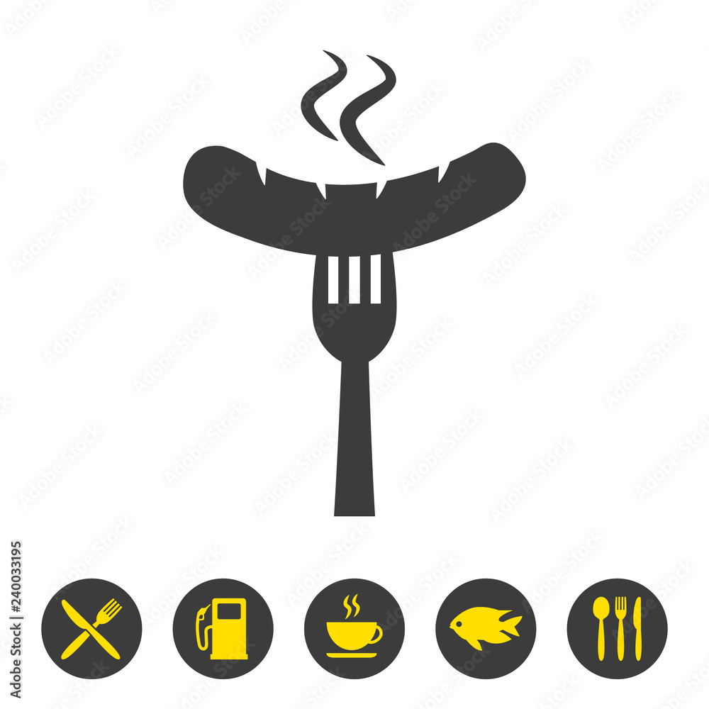 Fototapeta premium Sausage icon on white background.