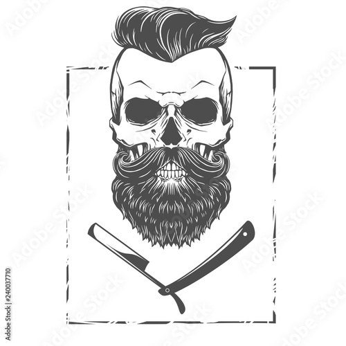 Barber shop skull illustration