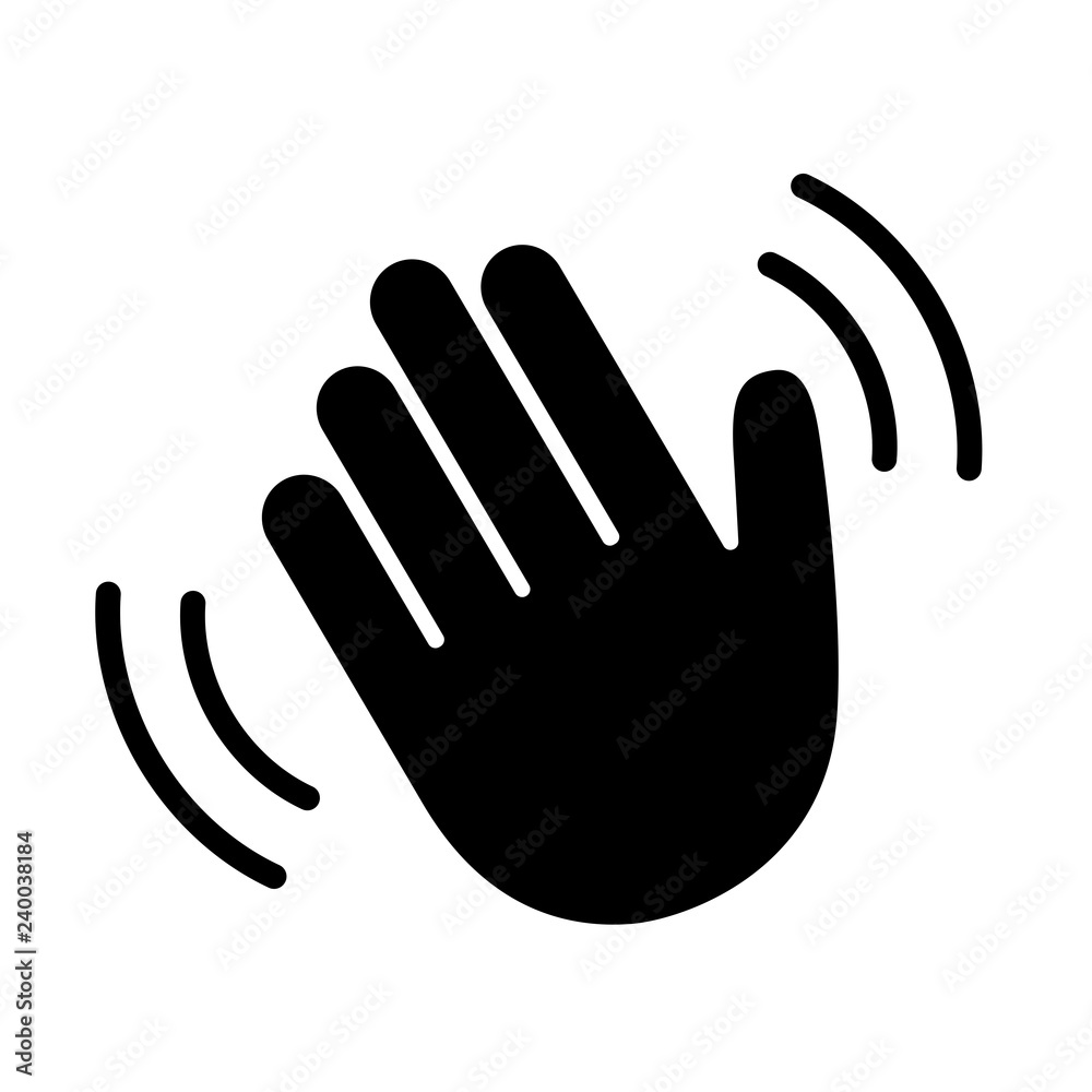 Hand hello wave sign
