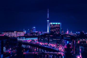 Fototapete Berlin Berliner Skyline in der Nacht  © RAW Digital Studio