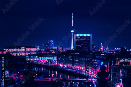 Canvas Print Berlin skyline in the night