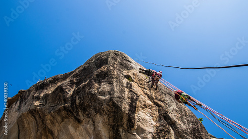 climber on top of mountain