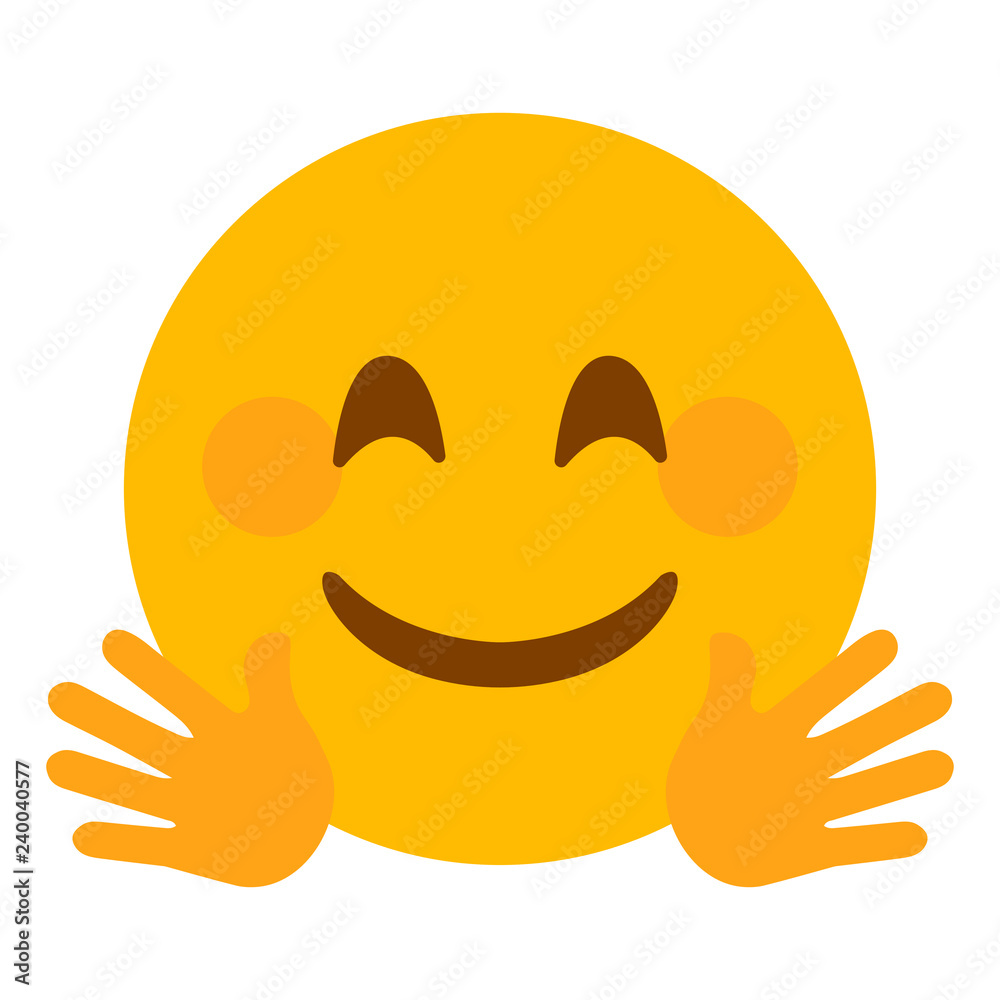 Smiling face emoji with hands Stock Vector | Adobe Stock