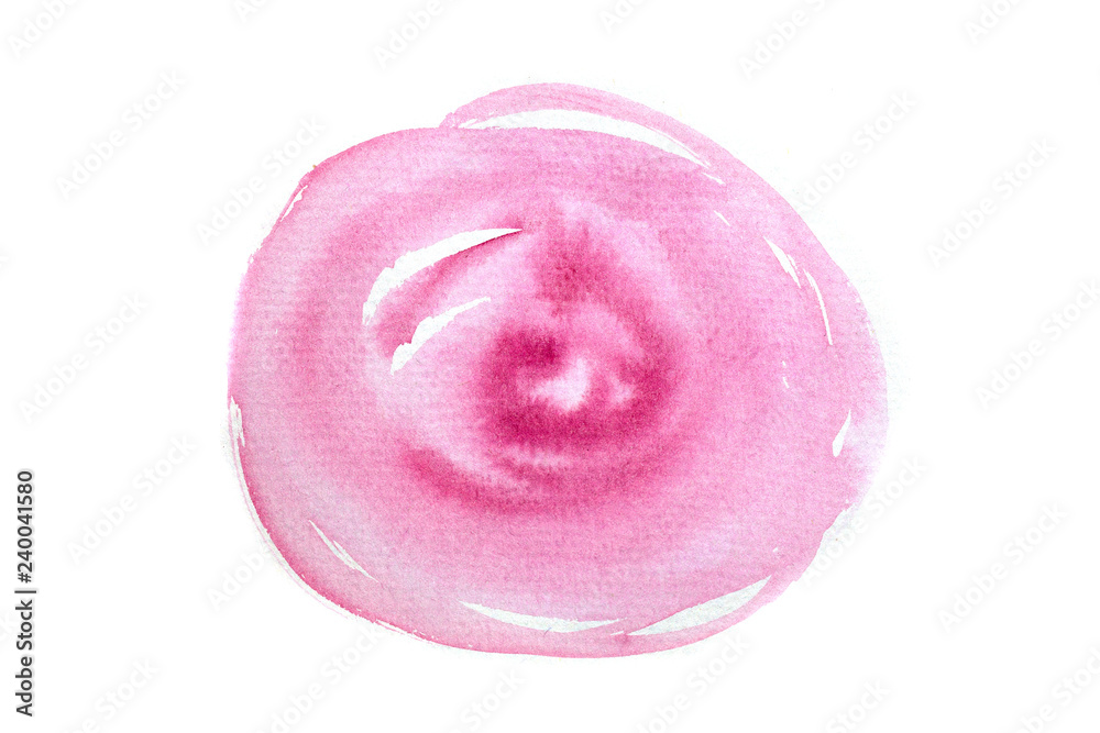 Pink pastel watercolor background isolated on white