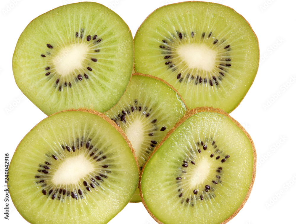 Fototapeta premium Green raw fruit kiwi on white background