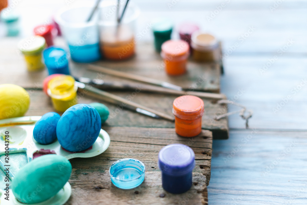 The process of painting Easter eggs. Preparing for Easter The process of painting Easter eggs. Preparing for Easter