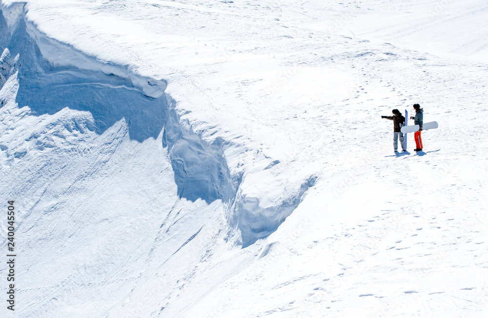 snowboarding freeride snowcapped mountains of europe