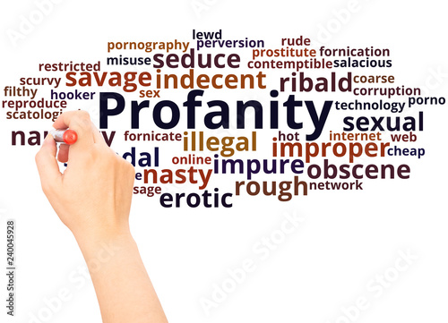 Profanity word cloud hand writing concept photo