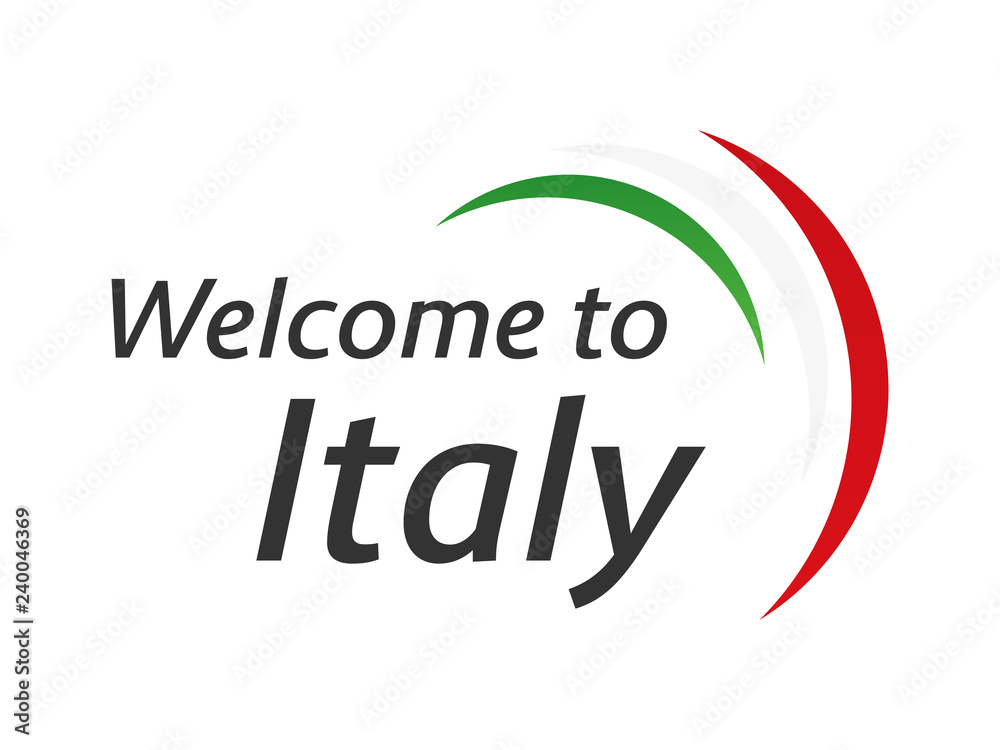 Welcome to Italy symbol with flag, simple modern Italian icon isolated on white background, vector illustration Welcome to Italy symbol with flag, simple modern Italian icon isolated on white background, vector illustration