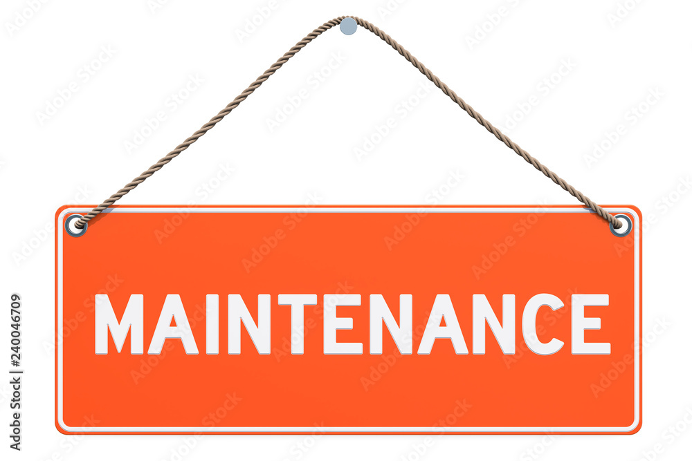 Maintenance Hanging Sign, 3D rendering Maintenance Hanging Sign, 3D rendering