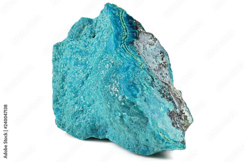 chrysocolla from Kalukuluku mine, Democratic Republic of the Congo isolated on white background chrysocolla from Kalukuluku mine, Democratic Republic of the Congo isolated on white background