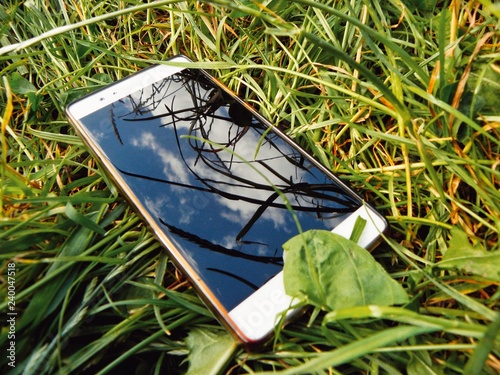 phone on grass