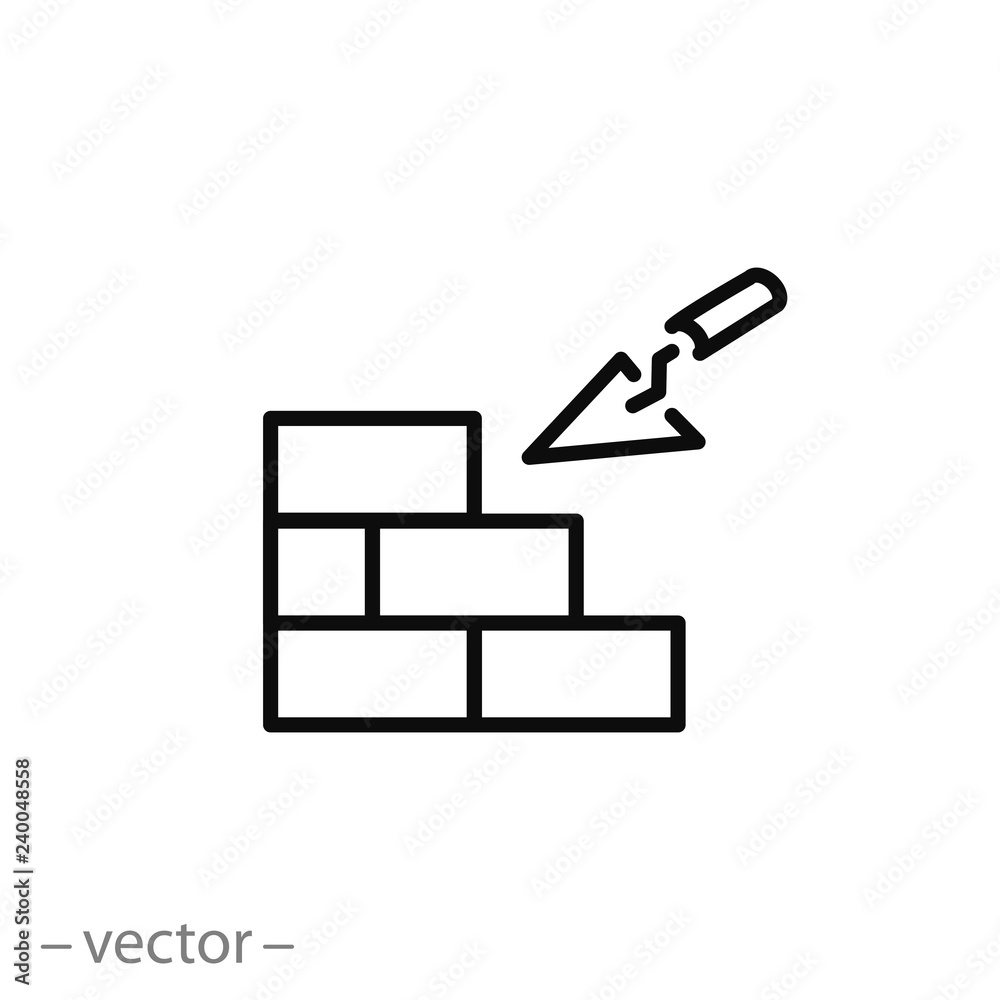 Trowel building and brick wall icon vector Stock Vector Adobe Stock