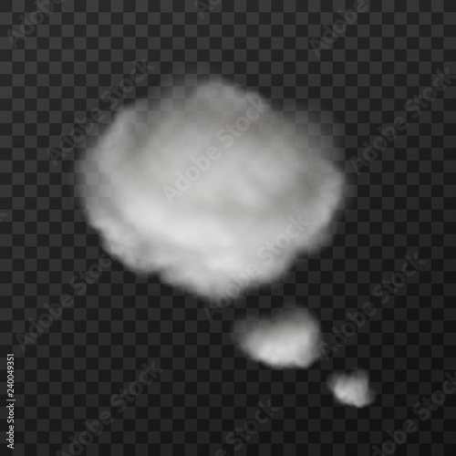 Vector design of smoky clouds isolated on transparent background. Sign of thinking mind