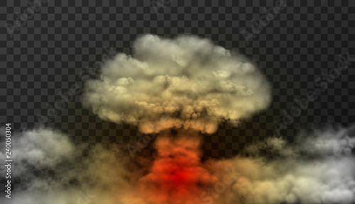 Design of bomb explode. Smoke mushroom vector illustration isolated on transparent background