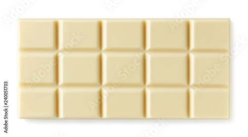 White chocolate bar isolated on white background