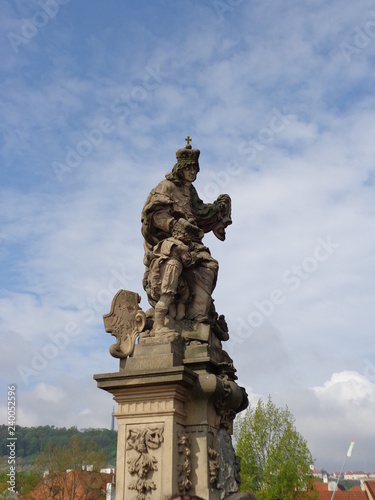 statue of saint lyudmila charles bridge czech republic prague