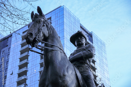 Portland, OR. December 2018. Theodore Roosevelt Statue in downtown. photo
