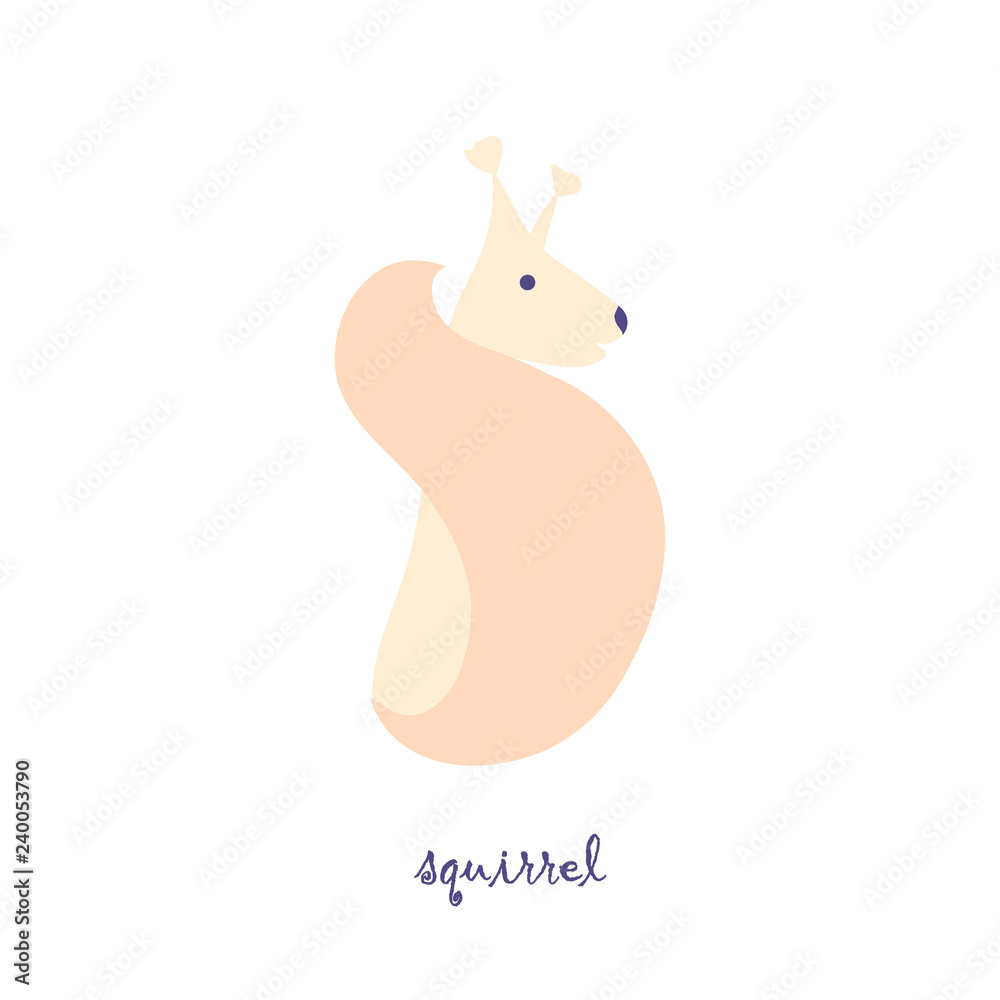 Cute squirrel vector color characters set. Sketch squirrel in pastel orange  colour. Forest animal doodle drawing, isolated scandinavian cartoon kids  book, textile, sticker, for web Stock Vector | Adobe Stock