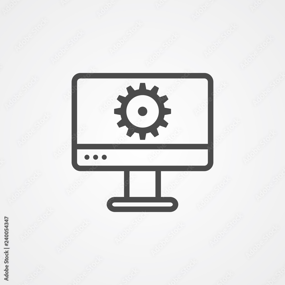 Monitor settings vector icon sign symbol