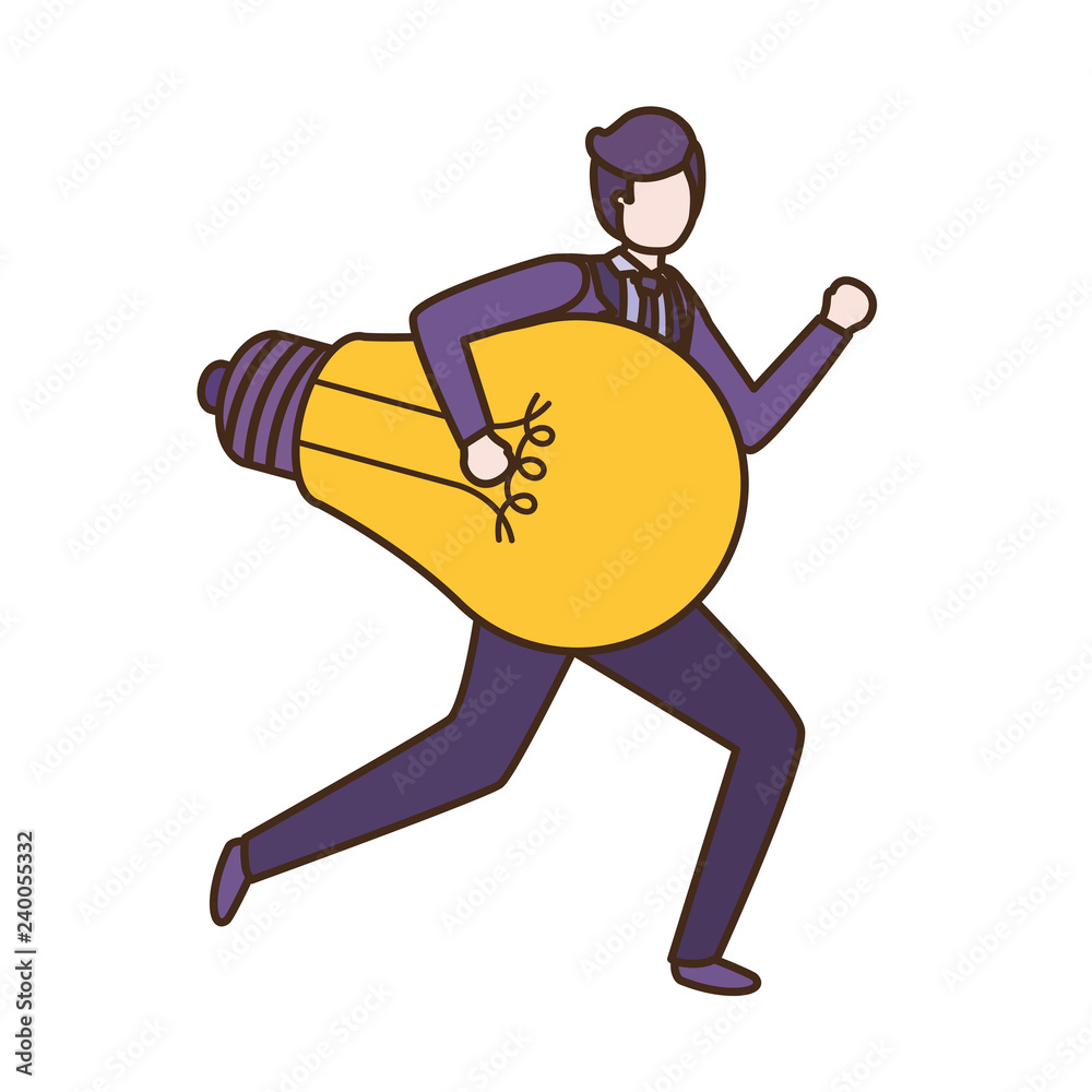 Businessman with lightbulb avatar character Businessman with lightbulb avatar character