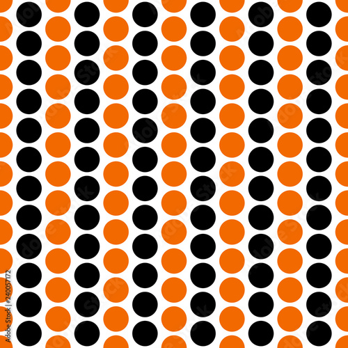 Orange and Black Circles Seamless Pattern - Orange  white  and black circles design