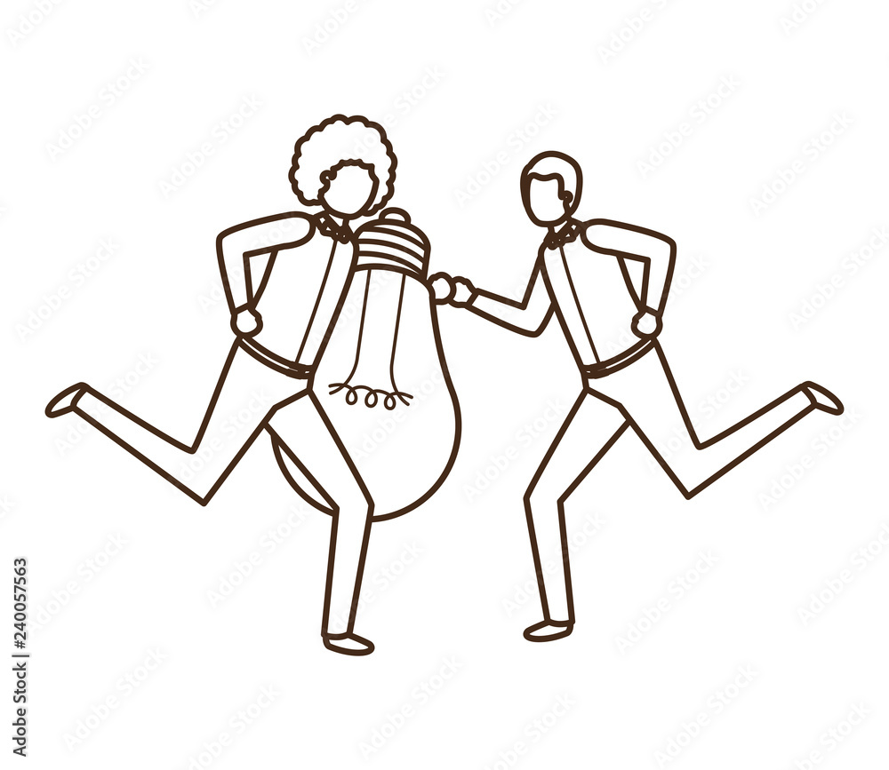 Businessmen with lightbulb avatar character Businessmen with lightbulb avatar character
