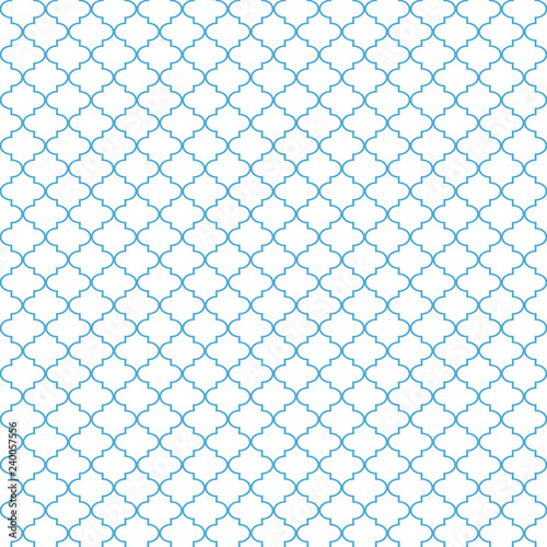 Quatrefoil Seamless Pattern - Minimalist light blue and white quatrefoil or trellis design