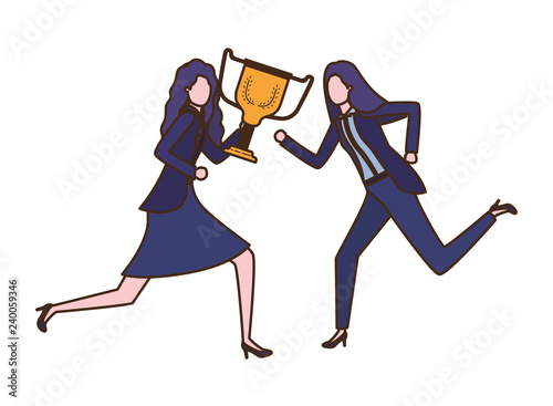 businesswomen with trophy avatar character