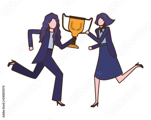 businesswomen with trophy avatar character