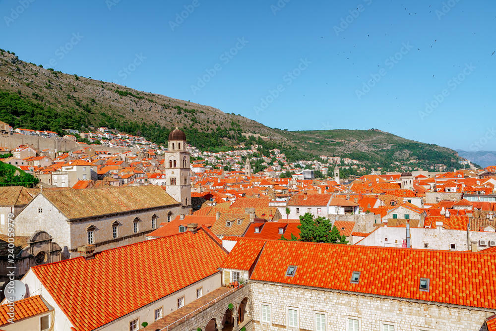A view over Dubrovnik with St. Saviour Church in front