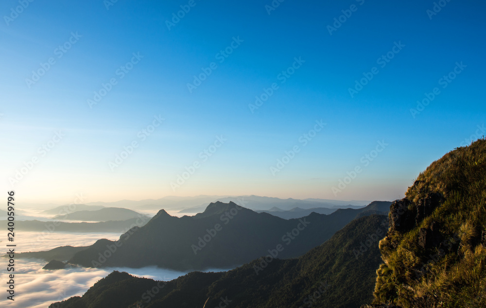 A panorama view of mountain in morning.