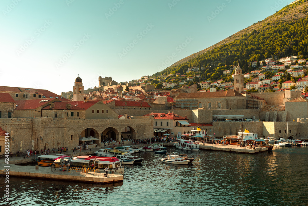 View to the old harbor of Dubrovnik on daylight