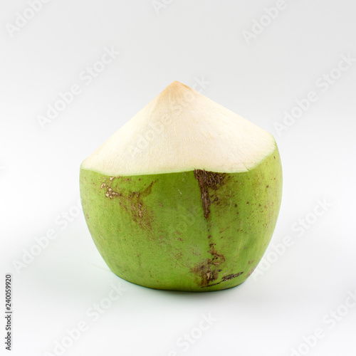 Fresh young coconut on white background.