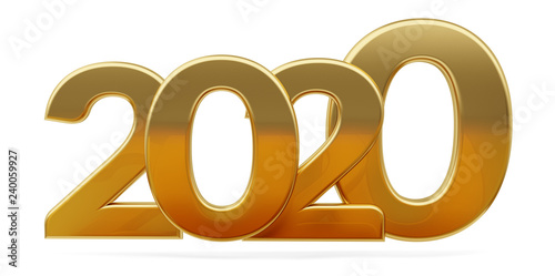 2020 golden bold letters 3d-illustration