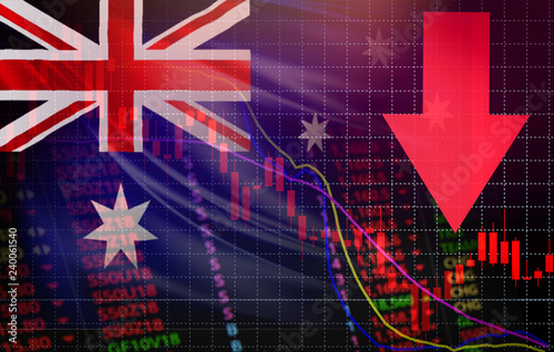 australia market stock crisis red price arrow down chart fall stock exchange market analysis forex