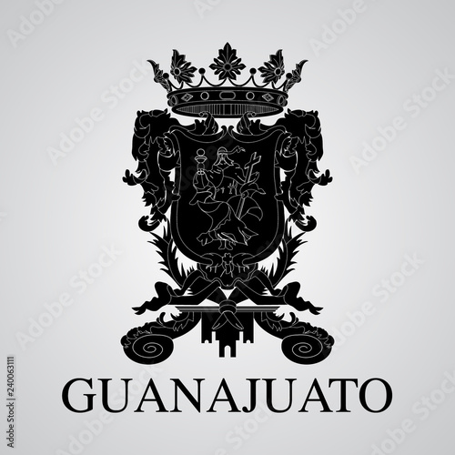 Silhouette of of Guanajuato Coat of Arms. Mexican State. Vector illustration