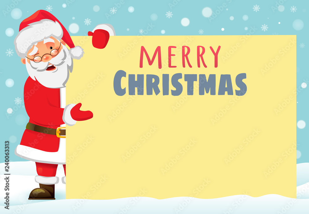 Santa Claus holding banner Santa Claus holding banner