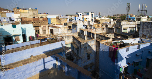 Close-up view of some roofs in the blue city of Jodhpur, India. © Travel Wild