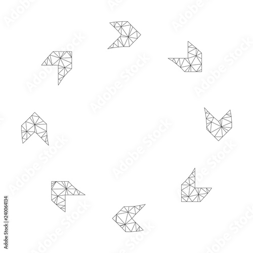 Mesh vector circulation icon on a white background. Polygonal carcass grey circulation image in low poly style with structured triangles, nodes and linear items.