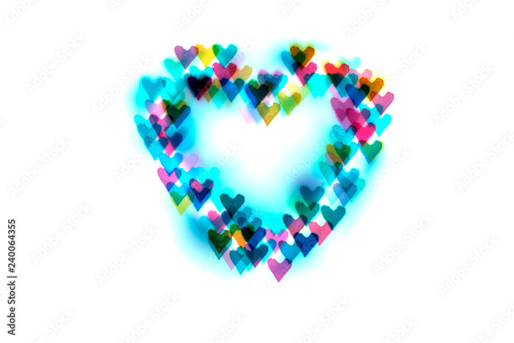 heart of bright colored hearts-bokeh.Background for lovers.