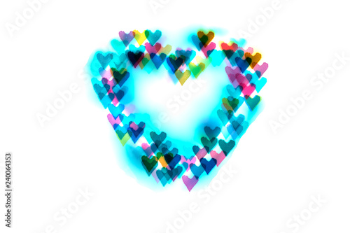 heart of bright colored hearts-bokeh.Background for lovers.