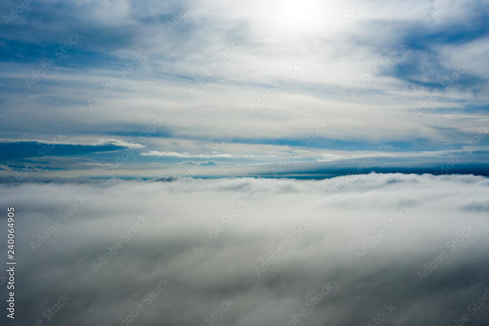 Aerial view of some beautiful clouds and a blue sky.