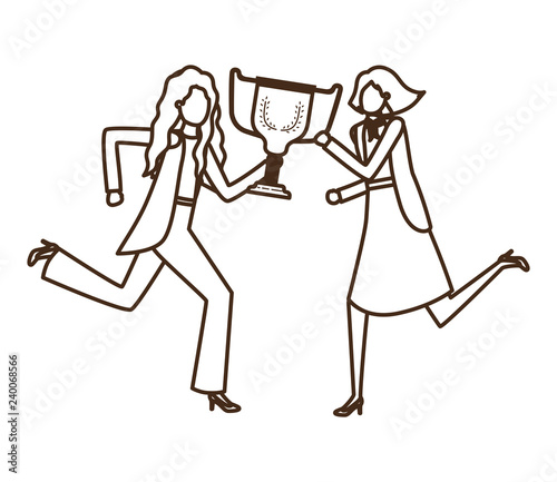 businesswomen with trophy avatar character