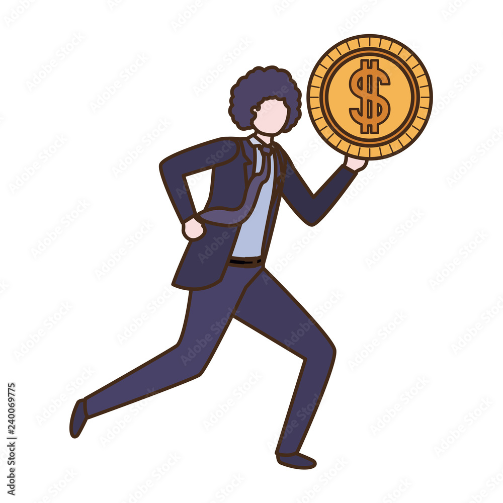 businessman with dollar sign avatar character